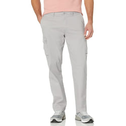 Amazon Essentials Mens Straight-Fit Stretch cargo Pant Available in Big & Tall  Light grey  36W x 28L