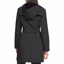 Calvin Klein Women's Double Breasted Belted Rain Jacket with Removable