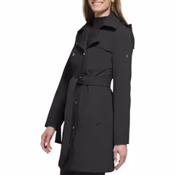 Calvin Klein Women's Double Breasted Belted Rain Jacket with Removable