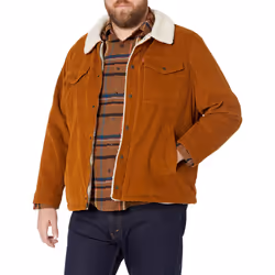 Levis Mens Big Tall corduroy Sherpa Trucker Jacket Brown 4X