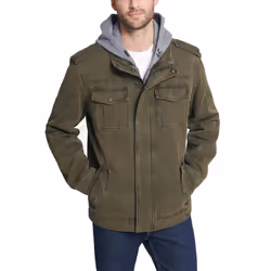 Levis mens Four-pocket Hooded Jacket OlivePolytwill Lined Medium US