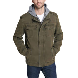 Levis mens Four-pocket Hooded Jacket  OlivePolytwill Lined  Medium US