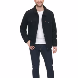 Levi's Men's Big & Tall Corduroy Sherpa Trucker Jacket  Black  3X