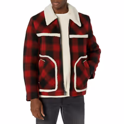 Levi's Men's Rancher Jacket  Red Plaid Wool Blend  X-Large