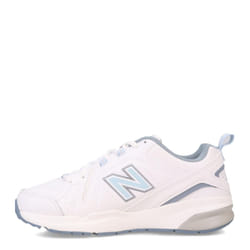 New Balance Women's 608 V5 Casual Comfort Cross Trainer  White/Light Blue  7.5 Narrow
