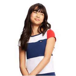 Tommy Hilfiger Girls' Short Sleeve Flag T-shirt Dress  Relaxed Fit Wit