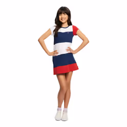 Tommy Hilfiger Girls' Short Sleeve Flag T-shirt Dress  Relaxed Fit Wit