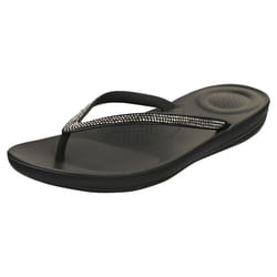 FitFlop Iqushion Sparkle Womens Flip Flop Sandals in Black - 3 UK