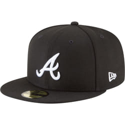 New Era 59Fifty Hat MLB Basic Atlanta Braves Black/White Fitted Baseball Cap (7 1/8)