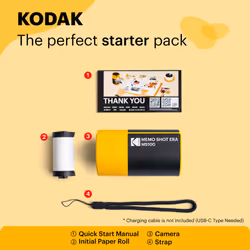 KODAK Memo Shot ERA Kids Instant Digital Camera and Photo Label Printer (Yellow  Camera + 1 Roll)