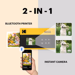 KODAK Mini Shot 2 ERA 4PASS 2-in-1 Instant Camera and Photo Printer (Yellow  Camera + 8 Sheets)