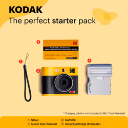 KODAK Mini Shot 3 ERA 4PASS 2-in-1 Instant Camera and Photo Printer (Yellow  Camera + 8 Sheets)