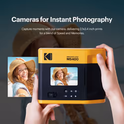 KODAK Mini Shot 4 ERA 4PASS 2-in-1 Instant Camera and Photo Printer (4x4) (Yellow  Camera + 70 Sheets)