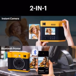 KODAK Mini Shot 4 ERA 4PASS 2-in-1 Instant Camera and Photo Printer (4x4) (Yellow  Camera + 70 Sheets)