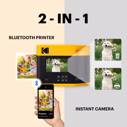 KODAK Mini Shot 4 ERA 4PASS 2-in-1 Instant Camera and Photo Printer (4x4) (Yellow  Camera + 70 Sheets + Gift Accessories)