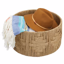 mDesign Large Round Woven Braided Seagrass Rope Home Storage Basket - for Organizing closet, Bedroom, Bathroom, Living Room, ...