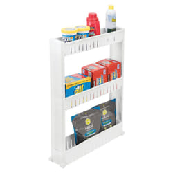 mDesign Slim Plastic Rolling Laundry Utility Cart  Portable Storage Organizer Trolley - Easy-Glide Wheels and 3 Heavy-Duty Shelves  for Laundry  Utili