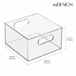 mDesign Deep Plastic Stackable Storage Organizer Container Bin  Bath and Shower Organization for Cabinet  Cupboard  Shelves  Counter  or Closet - Hold