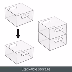 mDesign Deep Plastic Stackable Storage Organizer Container Bin  Bath and Shower Organization for Cabinet  Cupboard  Shelves  Counter  or Closet - Hold
