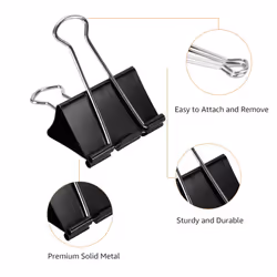 Amazon Basics Binder Paper Clip  48 Count (4 Pack of 12)  Large  Black