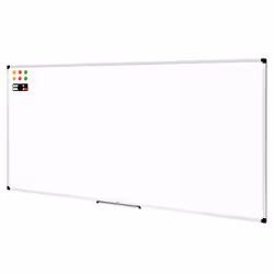 Amazon Basics Whiteboard Drywipe Magnetic with Pen Tray and Aluminium Trim, 240 cm x 120 cm (WxH)