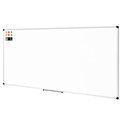 Amazon Basics Whiteboard Drywipe Magnetic with Pen Tray and Aluminium Trim, 240 cm x 120 cm (WxH)