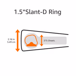 Amazon Basics 3 Ring Binder with 1.5 Inch D-Ring and Clear Overlay  White  4-Pack