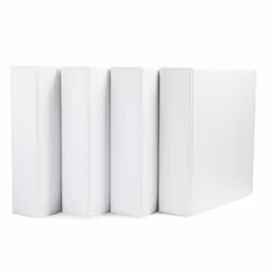 Amazon Basics 3 Ring Binder with 2 Inch D-Ring and Clear Overlay White 4-Pack