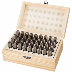 Amazon Basics Metal Alphabet and Number 36 Piece Stamp Kit with Wood Case 5/16 inch