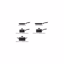 5-Piece Non Stick Induction Cookware Set - Including Frying Pan, Saucepan and Casserole with Lids, PFOA&BPA Free