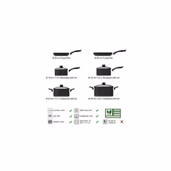 6 Piece Non Stick Induction Cookware Set, with Lids