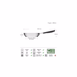 Stainless Steel Induction Non Stick Frying Pan with Soft Touch Handle PFOA and BPA Free 20 cm
