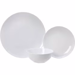 Amazon Basics 18-Piece Dinnerware Set - White Porcelain Coupe, Service for 6