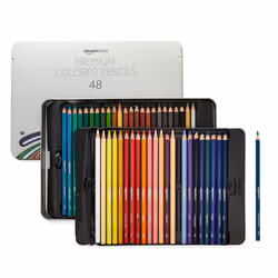 Amazon Basics - Premium Colored Pencils  Soft Core  48 Count (Pack of 1)  Multicolor