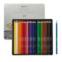 Amazon Basics - Premium Colored Pencils  Soft Core  24 Count (Pack of 1)  Multicolor