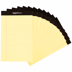 Amazon Basics Narrow Ruled Lined Writing Note Pad 5 inch x 8 inch canary 12 count ( 12 Pack of 50 )