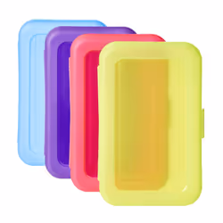 Amazon Basics Plastic Pencil Box  Pack of 4  Multi  Solid
