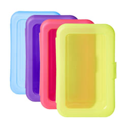 Amazon Basics Plastic Pencil Box  Pack of 4  Multi  Solid