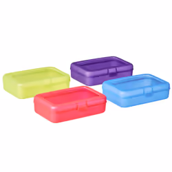 Amazon Basics Plastic Pencil Box  Pack of 4  Multi  Solid