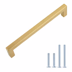 Amazon Basics Modern Square Cabinet Pull Handle 5.39-inch Length (5-inch Hole Center) Golden Champagne 10-pack