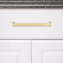 Amazon Basics Modern Square Cabinet Pull Handle  5.39-inch Length (5-inch Hole Center)  Golden Champagne  10-pack