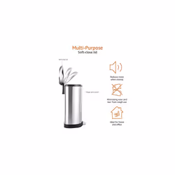 Amazon Basics 50L Pedal Pedal Rubbish Waste Bin D-Shaped Stainless Steel Dustbin