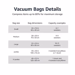 Vacuum Compression Zipper Storage Bags with Airtight Valve and Hand Pump, Jumbo, 6-Pack, Clear