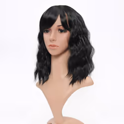 VcKOVcKO Short Wavy curly Bob Wig With Air Bangs Natural curly Wavy Short Bob Wigs Womens Shoulder Length Wigs Synthetic cosp ...