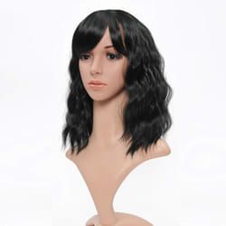 VcKOVcKO Short Wavy curly Bob Wig With Air Bangs Natural curly Wavy Short Bob Wigs Womens Shoulder Length Wigs Synthetic cosplay for girl colorful Wig