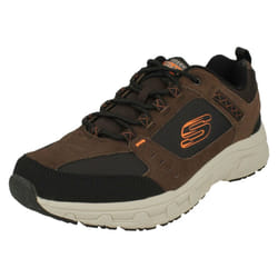 ) Men's Skechers Lace Up Trainer Oak Canyon - UK 8, Chocolate/Black (Brown