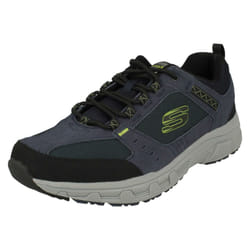 ) Men's Skechers Lace Up Trainer Oak Canyon - UK 7, Navy/Lime (Blue