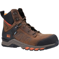 ) Timberland Pro Hypercharge Work Leather Brown/Orange Safety Boots - Brown, 6 (Adults'
