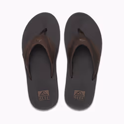 Reef Mens Water Friendly Sandals With Bottle Opener And Airbag  ~ Leather Fanning Dark Brown