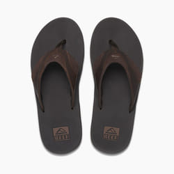 Reef Mens Water Friendly Sandals With Bottle Opener And Airbag  ~ Leather Fanning Dark Brown